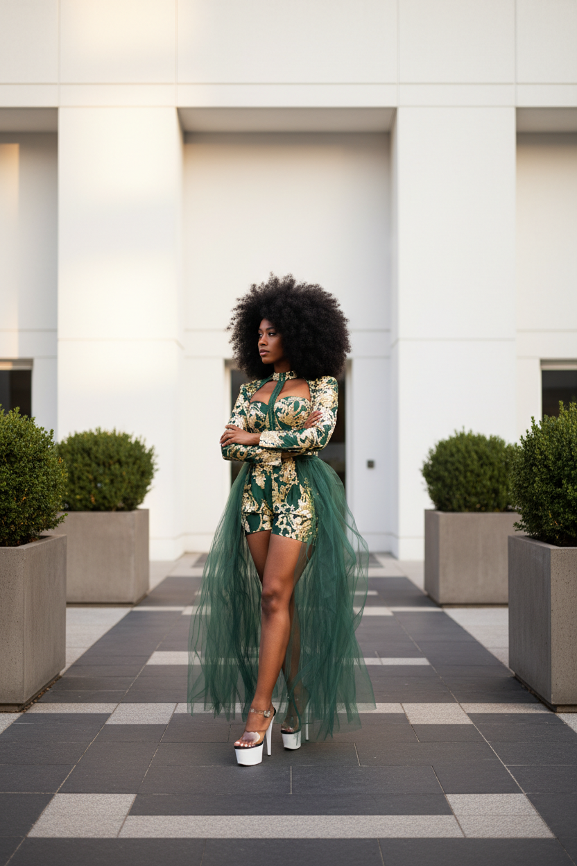 Metallic Romper Dress