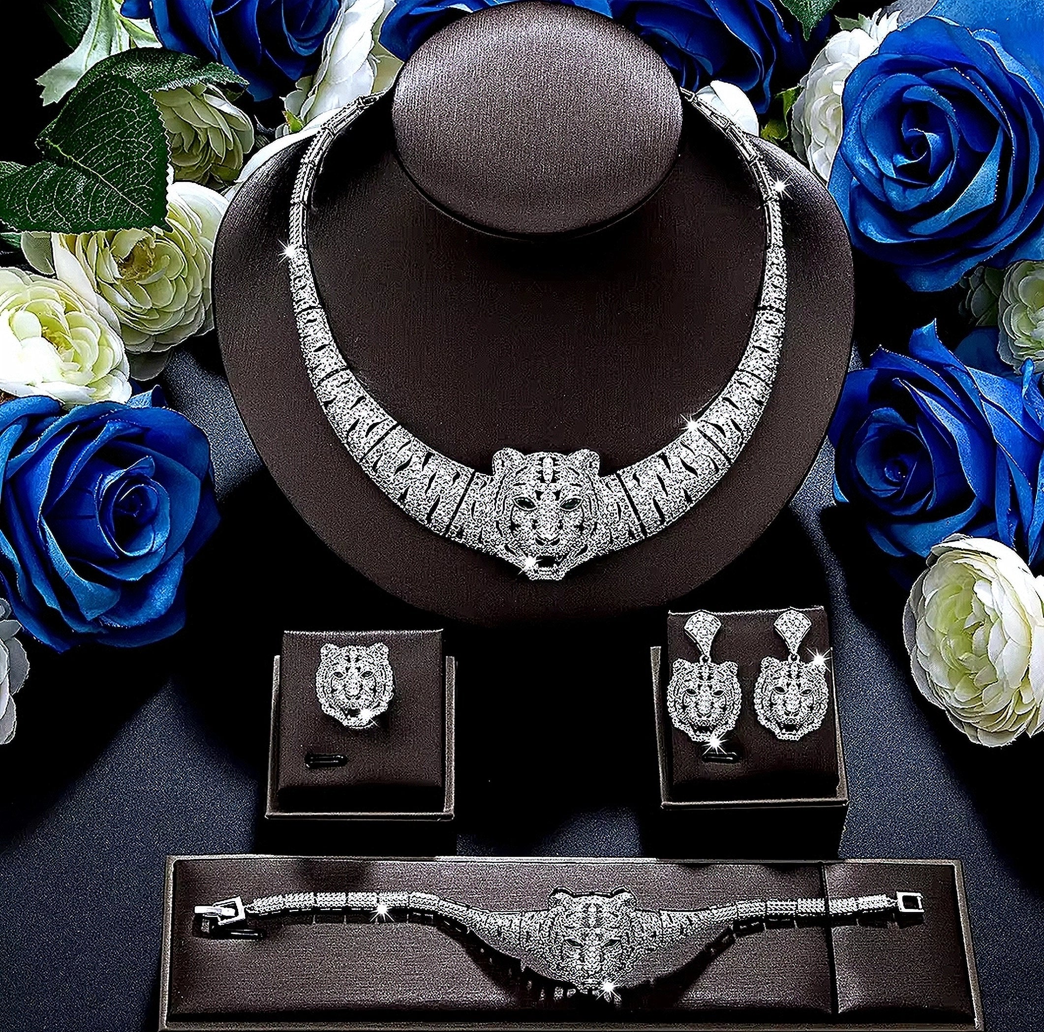 Luxury Crystal Jewelry Set-Necklace, Bracelet, Earring image 1