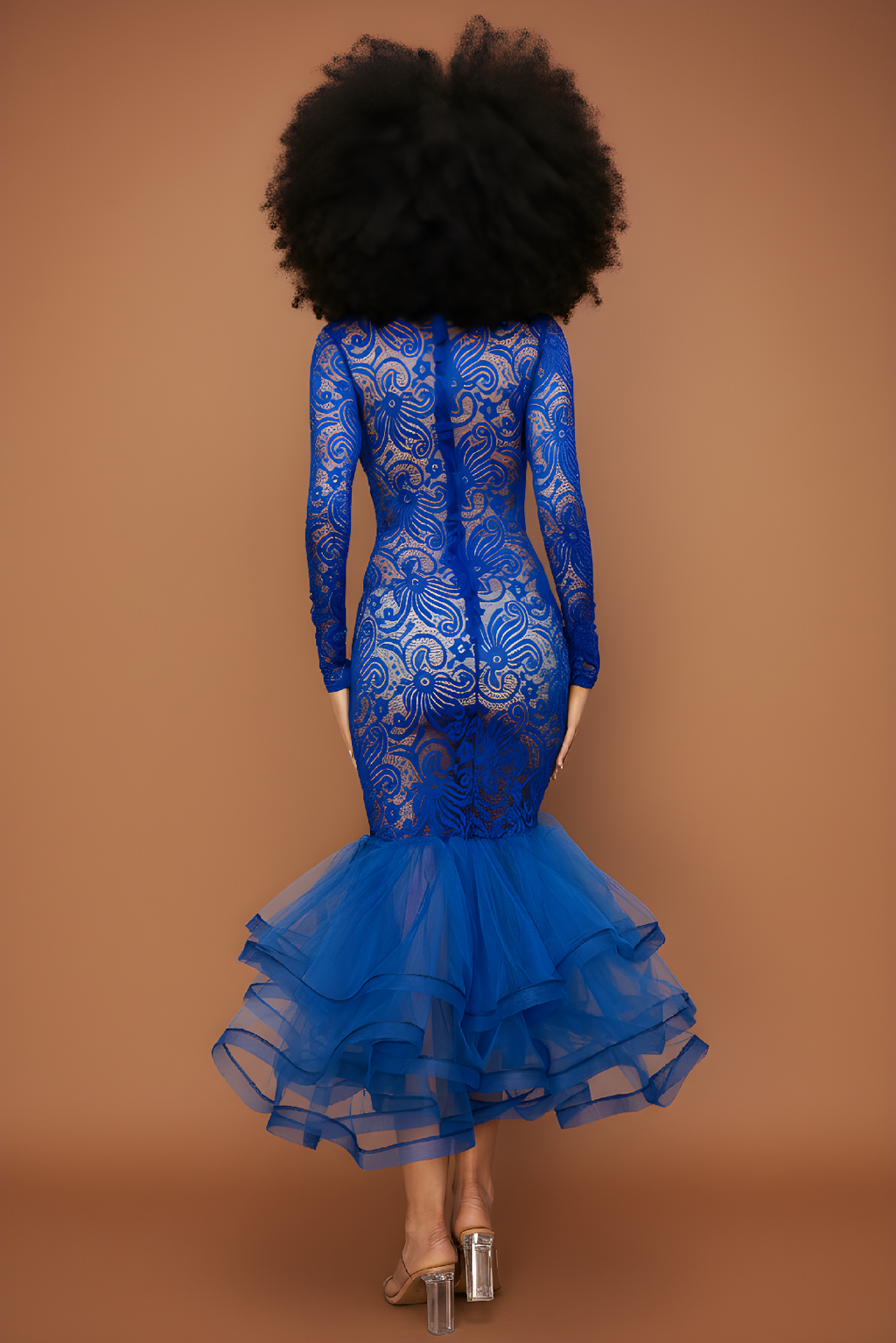 Royal Blue Lace Mermaid Dress image 1