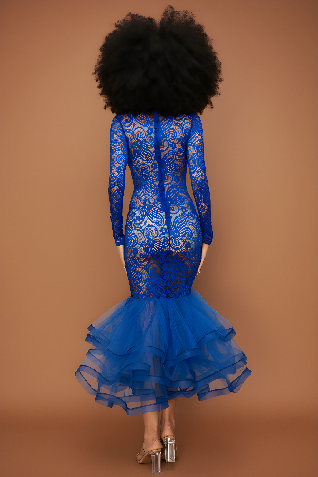 Royal Blue Lace Mermaid Dress image 1