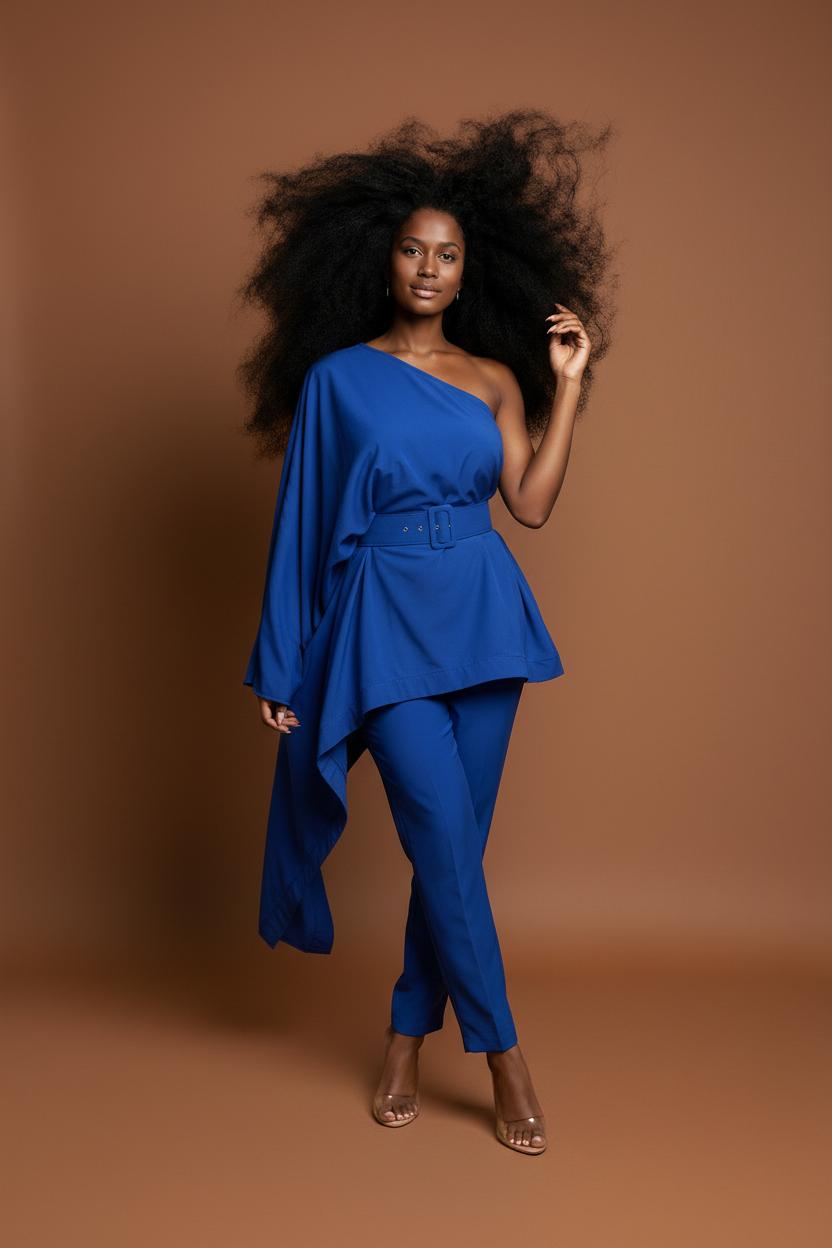 One Shoulder Asymmetrical Pant Set image 0