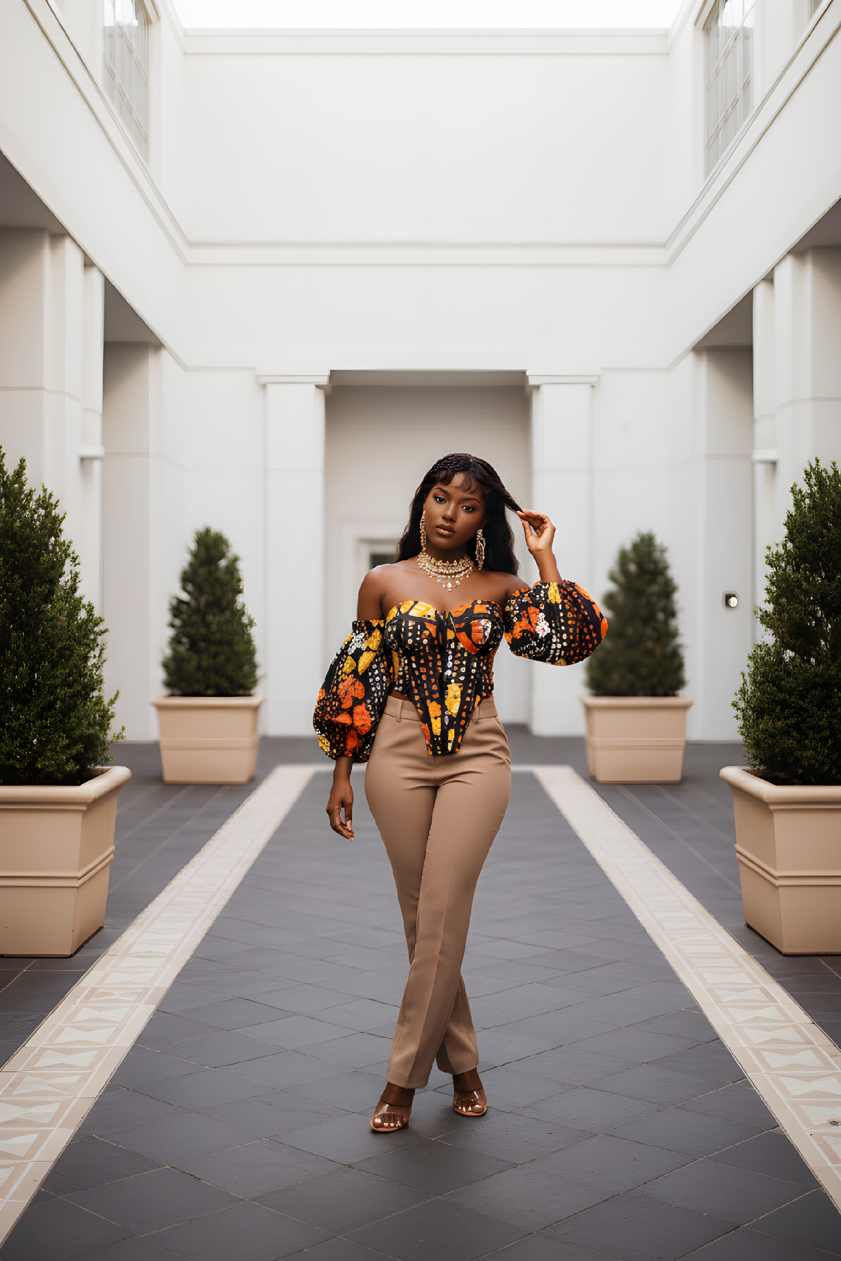 Ankara Corset Top With Statement Hat image 1