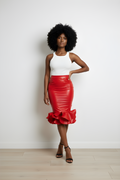 Faux Leather Mini Skirt with Ruffle Design image 0