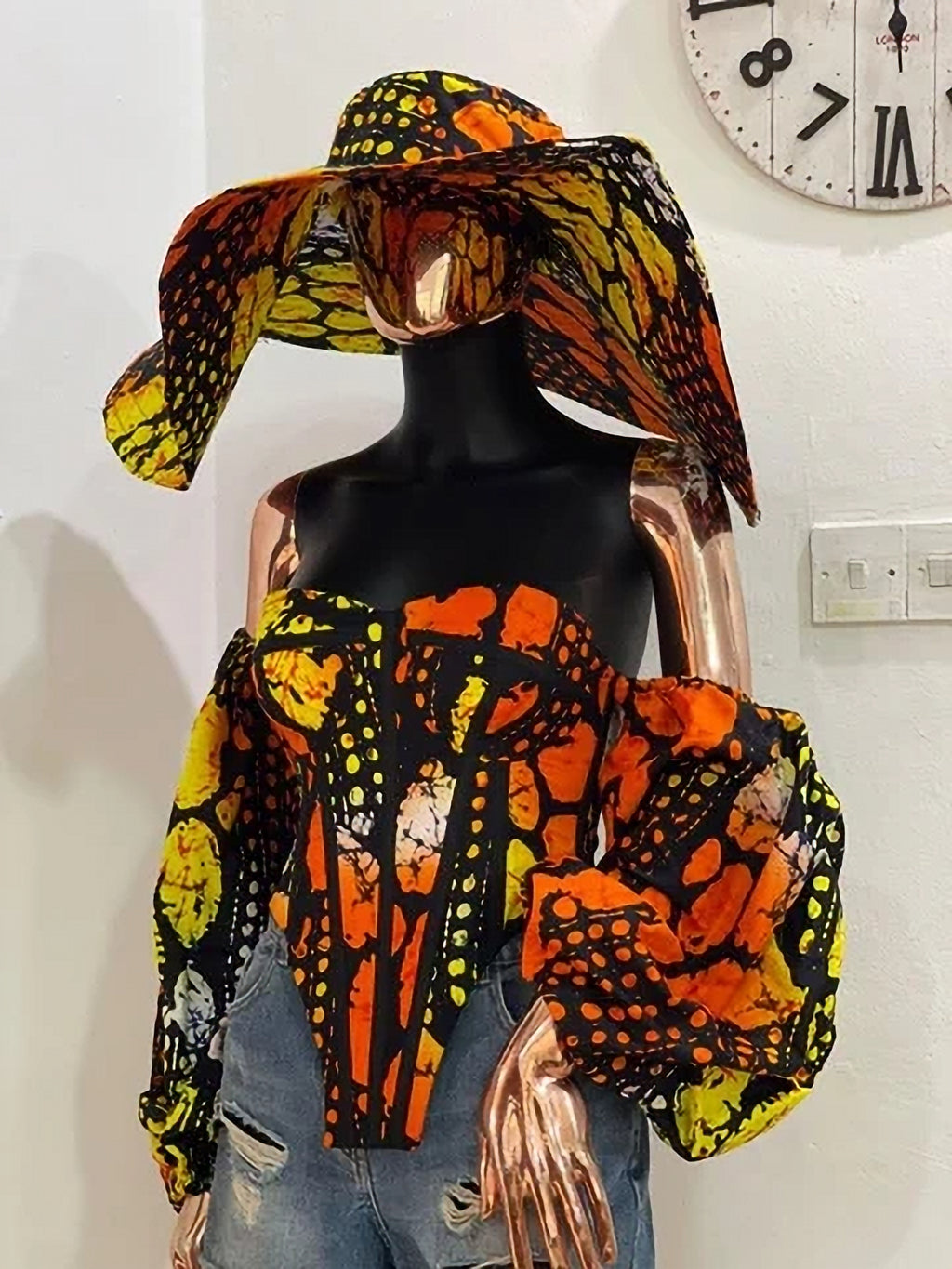 Ankara Corset Top With Statement Hat
