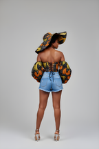 Ankara-Designed Top with Coordinating Hat Set