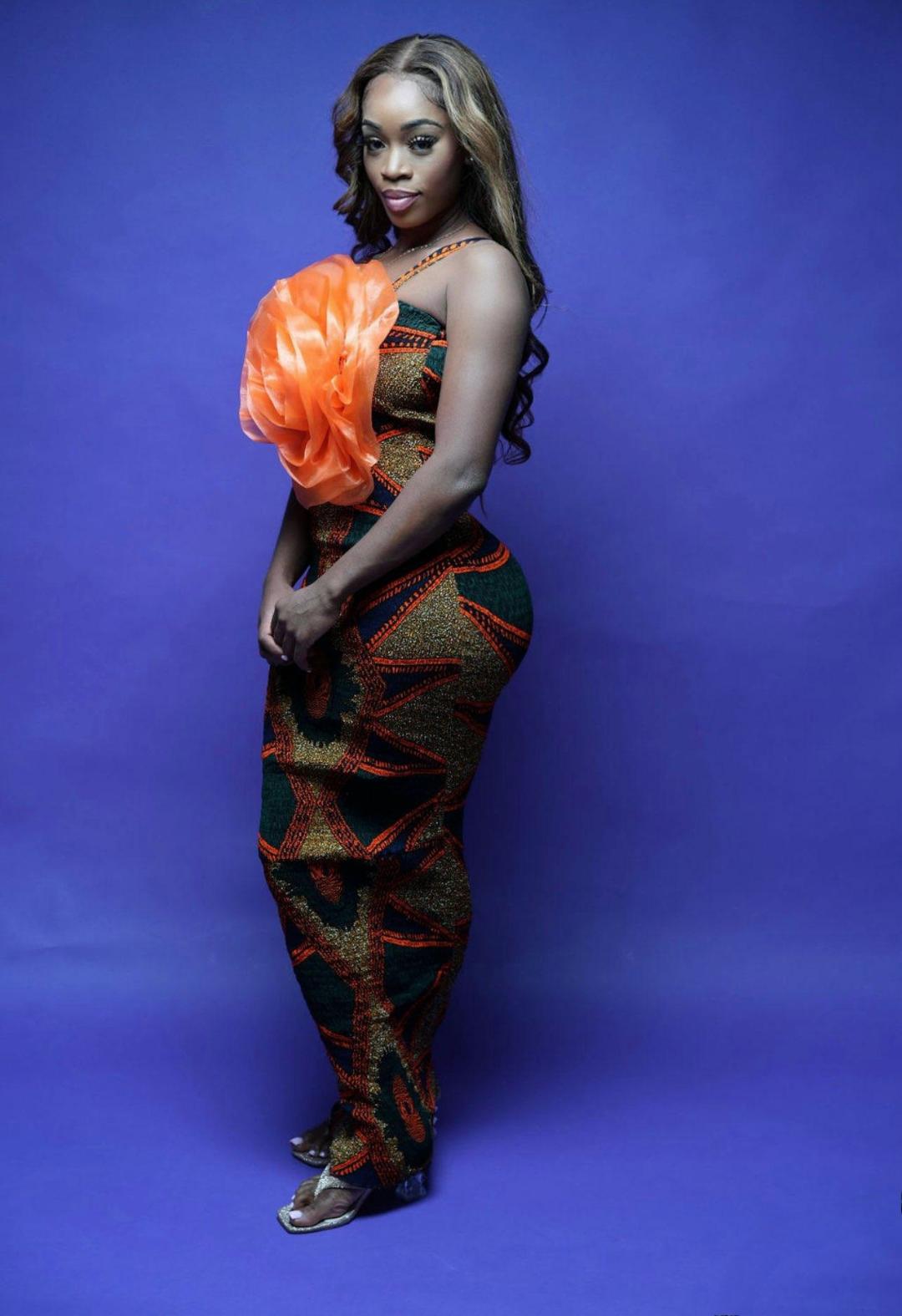 Ankara Print Flower Detail Maxi Dress image 2