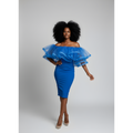 Royal Blue Off-Shoulder Ruffle Midi Dress image 0