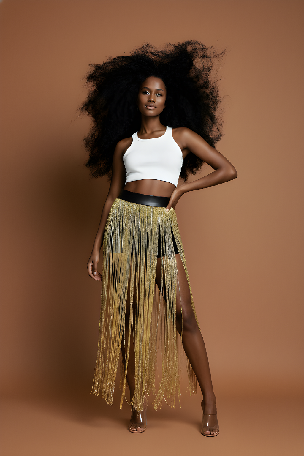 Gold Fringe Tassel Shorts Overlay image 1