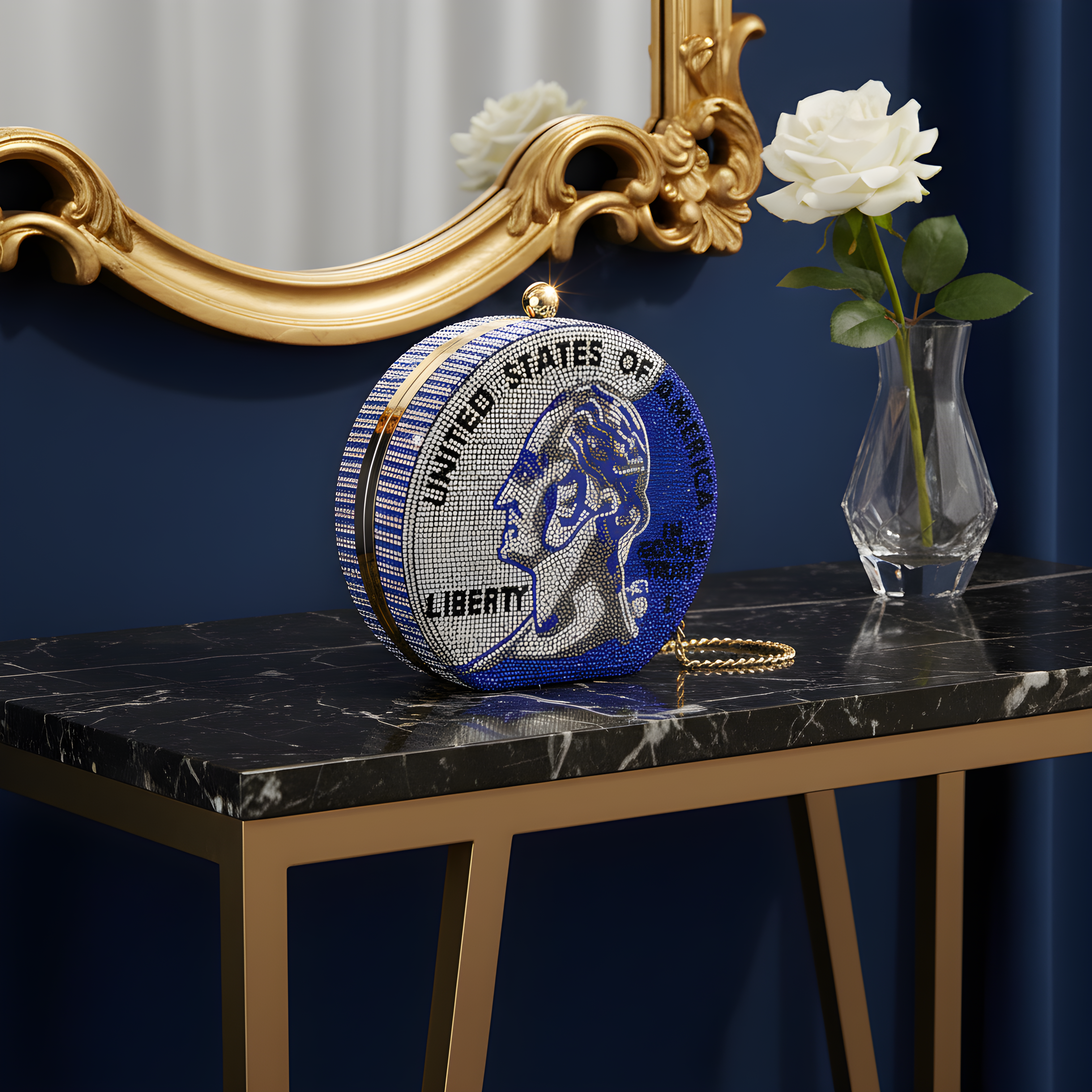 Crystal Dollar Coin Clutch Purse image 0