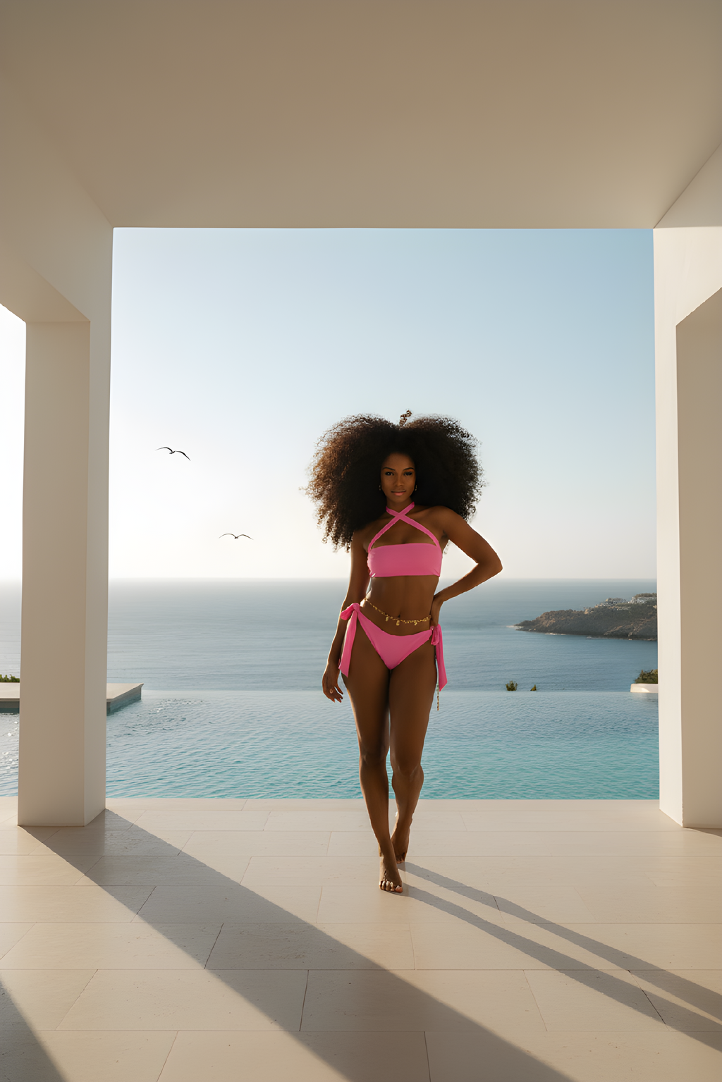 Pink Halter Bikini Set & High-Slit Wrap Skirt Resort Set image 0