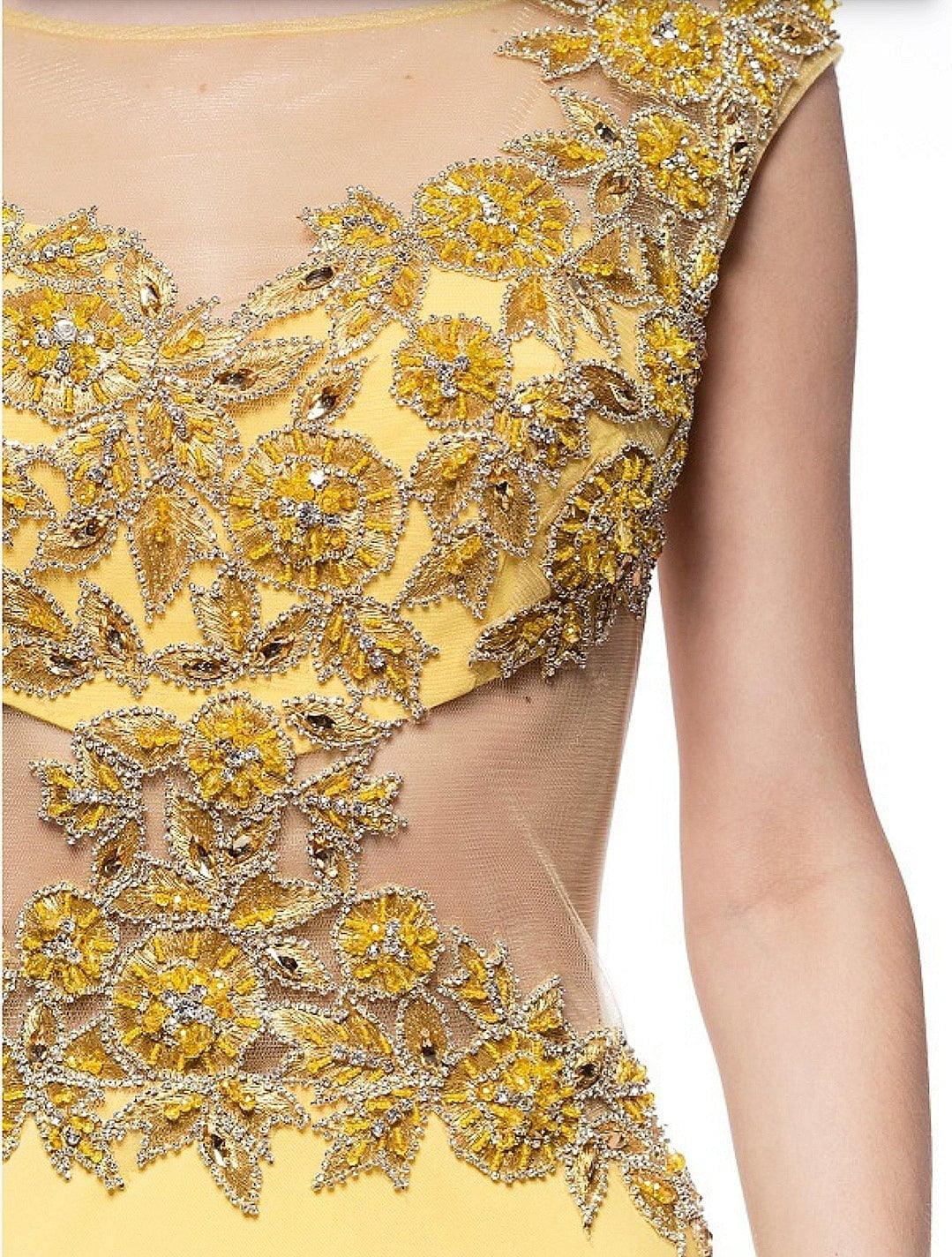 Fabby Glamtique Evening Dress Embroidered Sunflower Evening Dress