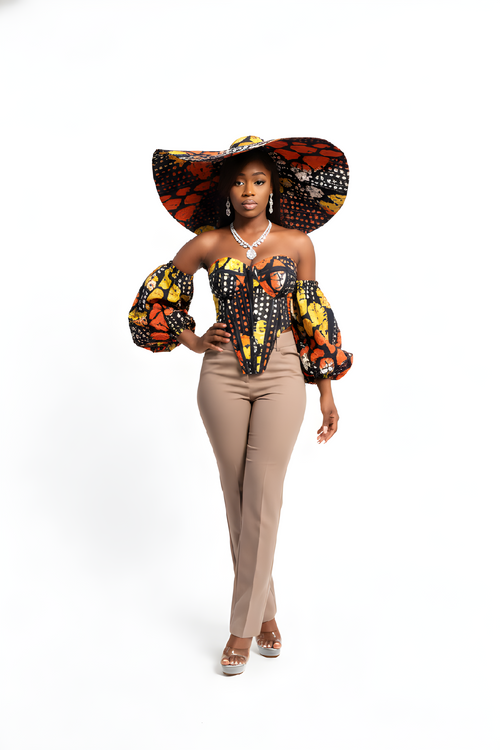 Ankara Corset Top With Statement Hat image 0