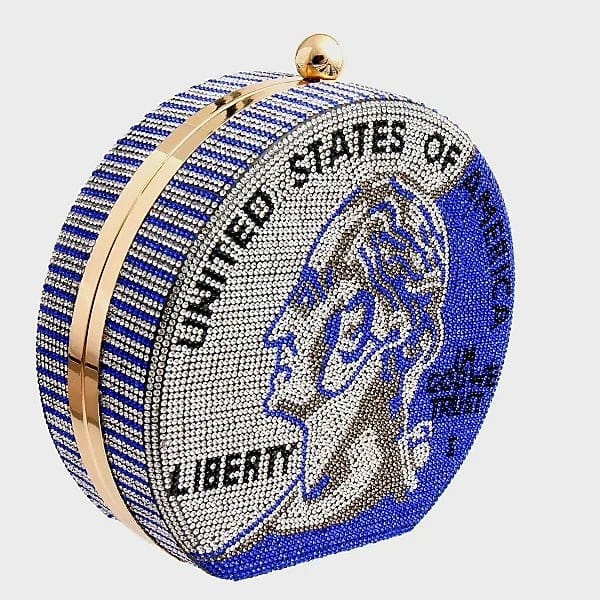 Fabby Glamtique Bag Blue U.S Coin Luxury Clutch