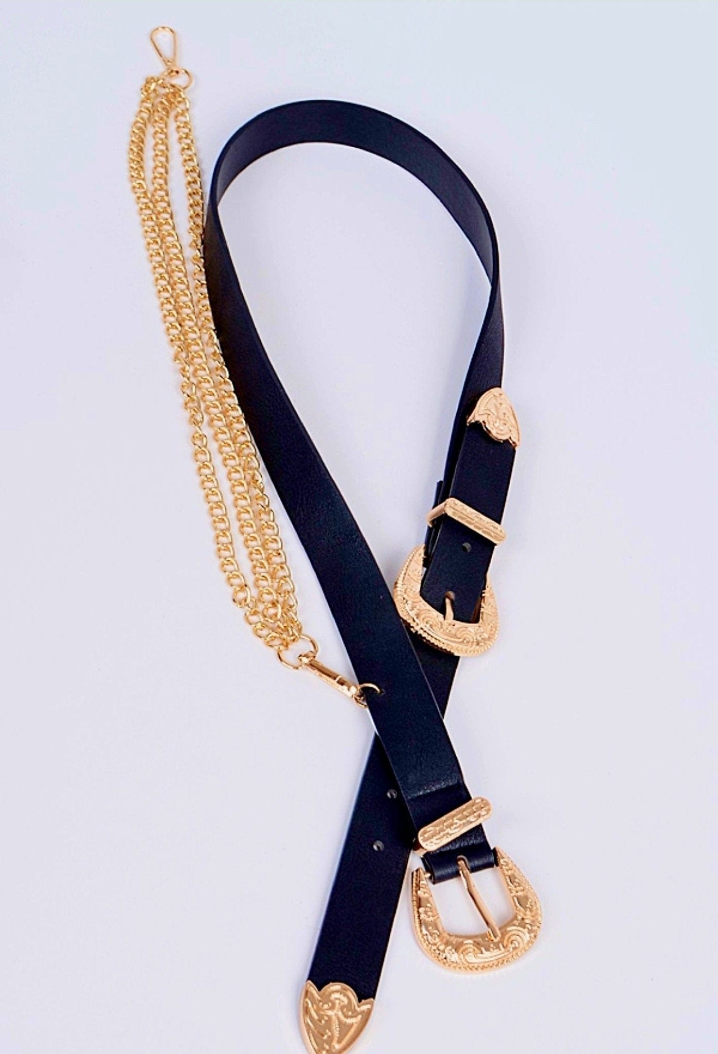 Fabby Glamtique Belt Black Double Chains