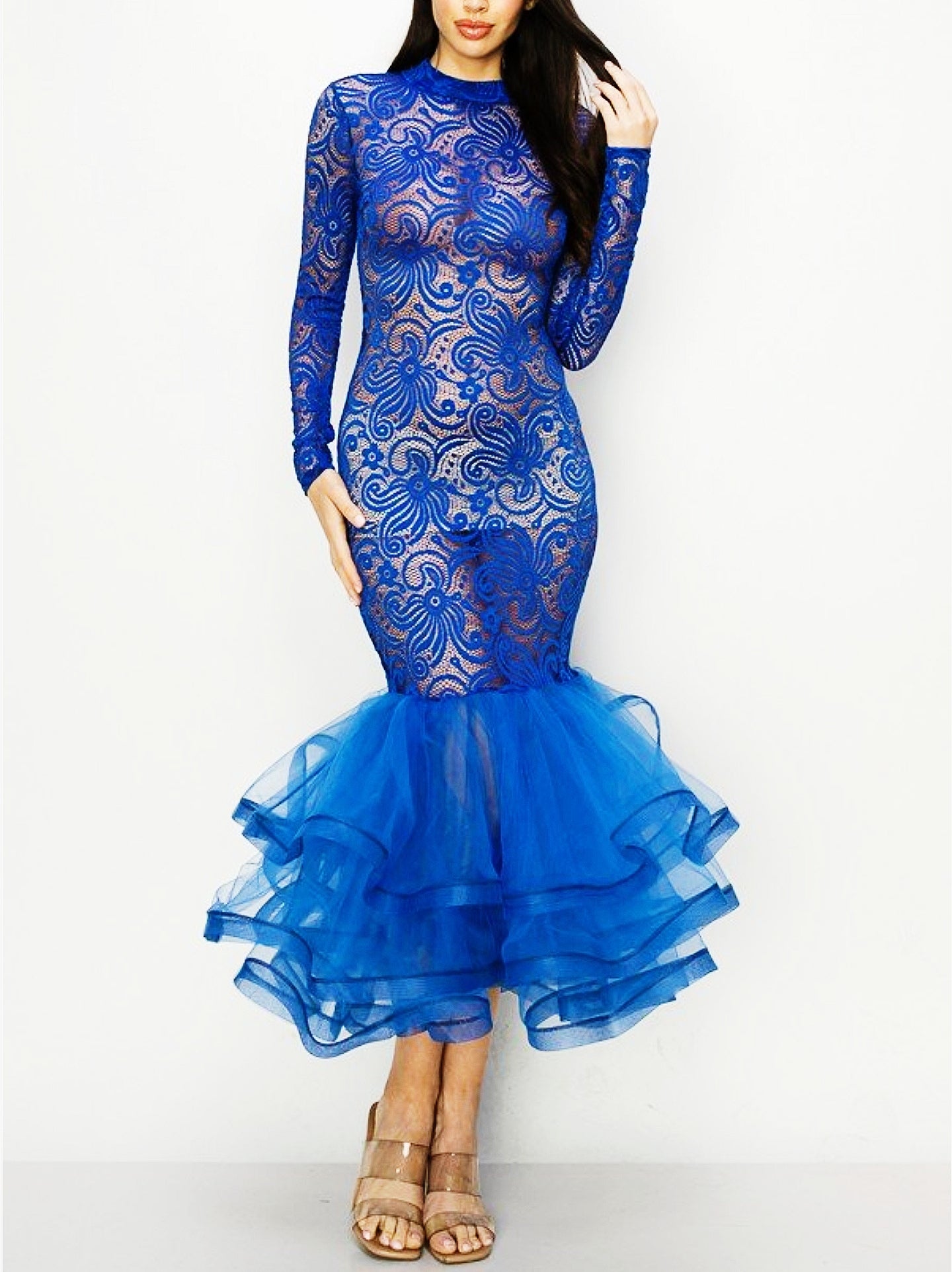 Fabby Glamtique Dress Lace Bodycon Evening Gown