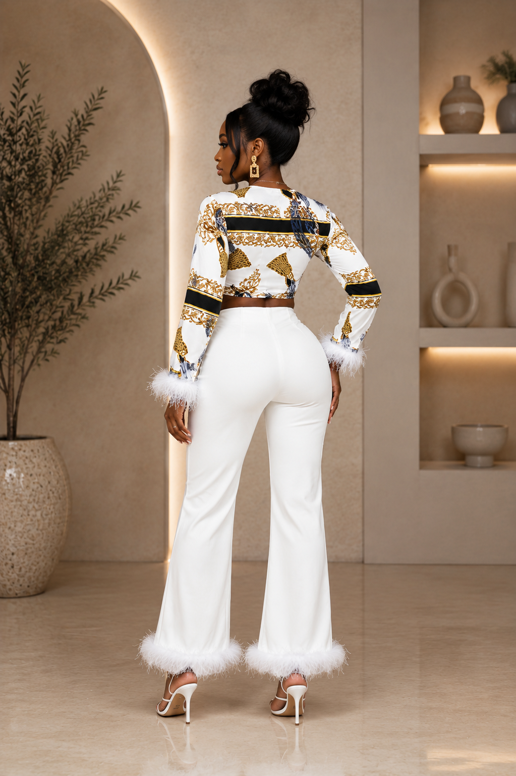 Faux Fur Pants Set
