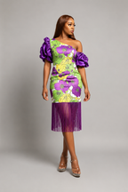 Floral Off-Shoulder Fringe Midi Dress