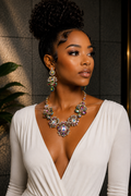 Luxury Colorful Crystal Statement Necklace Set