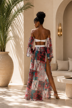 3-Piece Bikini Set with Sheer Maxi Cover-Up