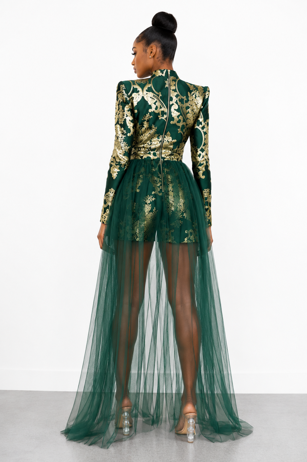 Emerald Royale Embellished Romper Gown