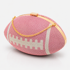 Pink Rhinestone Football Clutch Purse