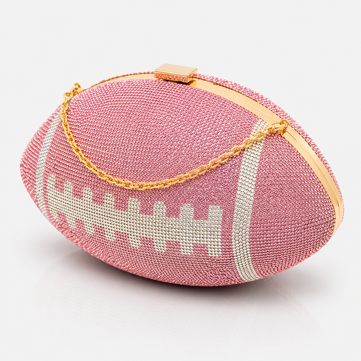 Pink Rhinestone Football Clutch Purse