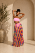 Rainbow Pleated Maxi Skirt Set