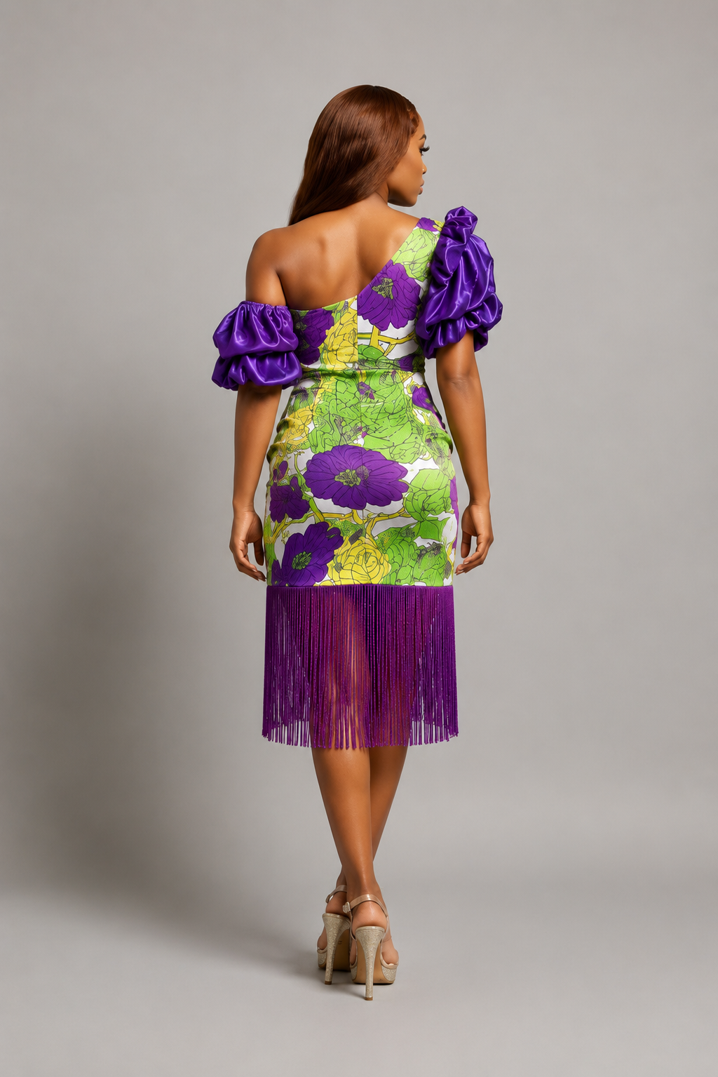 Floral Off-Shoulder Fringe Midi Dress
