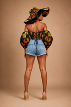 Ankara-Designed Top with Coordinating Hat Set