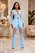 Embroidered Lace Pants Set