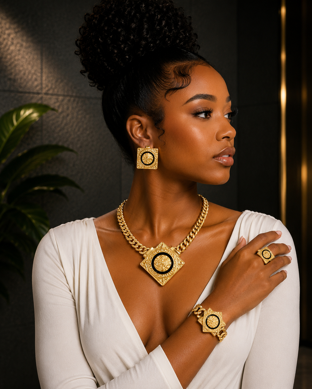 Luxury Gold Statement Jewelry Set