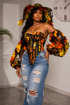 Ankara Corset Top With Statement Hat