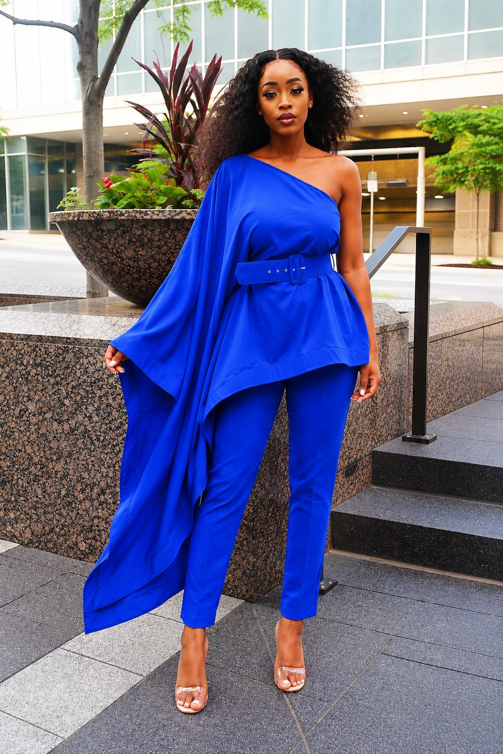 One Shoulder Asymmetrical Pant Set
