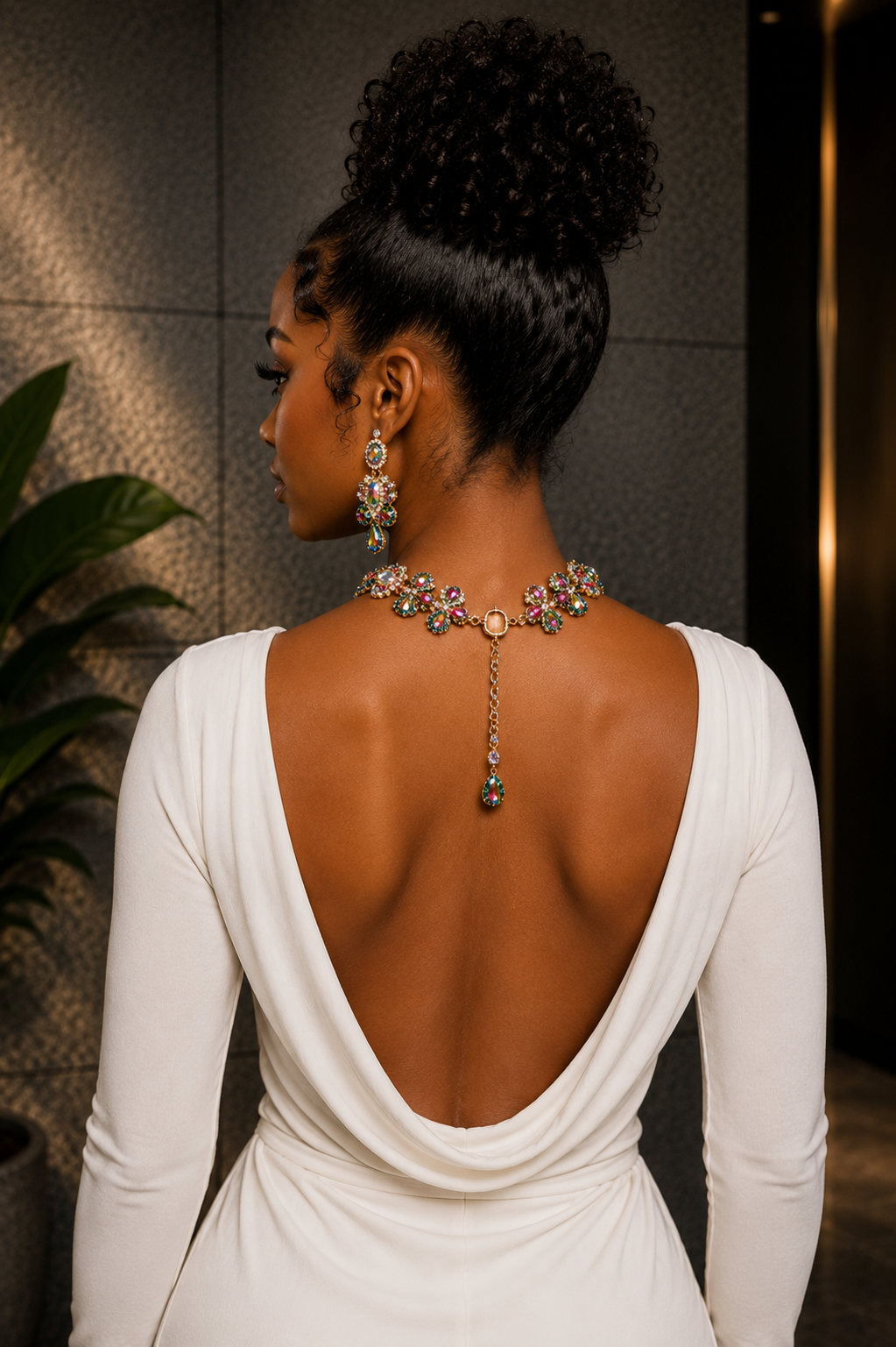 Luxury Colorful Crystal Statement Necklace Set