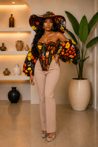 Ankara Corset Top With Statement Hat
