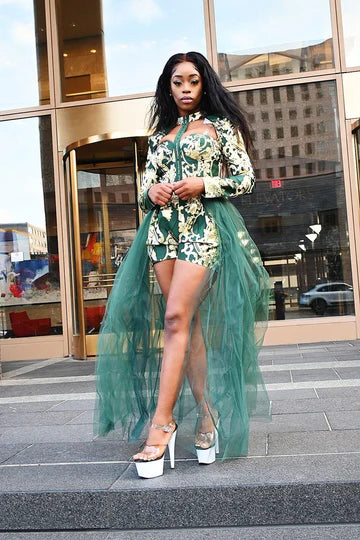 Metallic Romper Dress