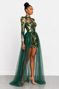 Emerald Royale Embellished Romper Gown