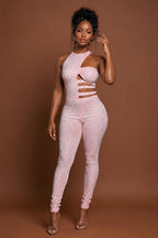 Rhinestone Cut Out Jumpsuit