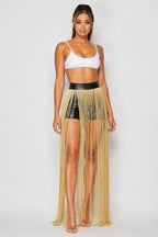 Gold Fringe Tassel Shorts Overlay