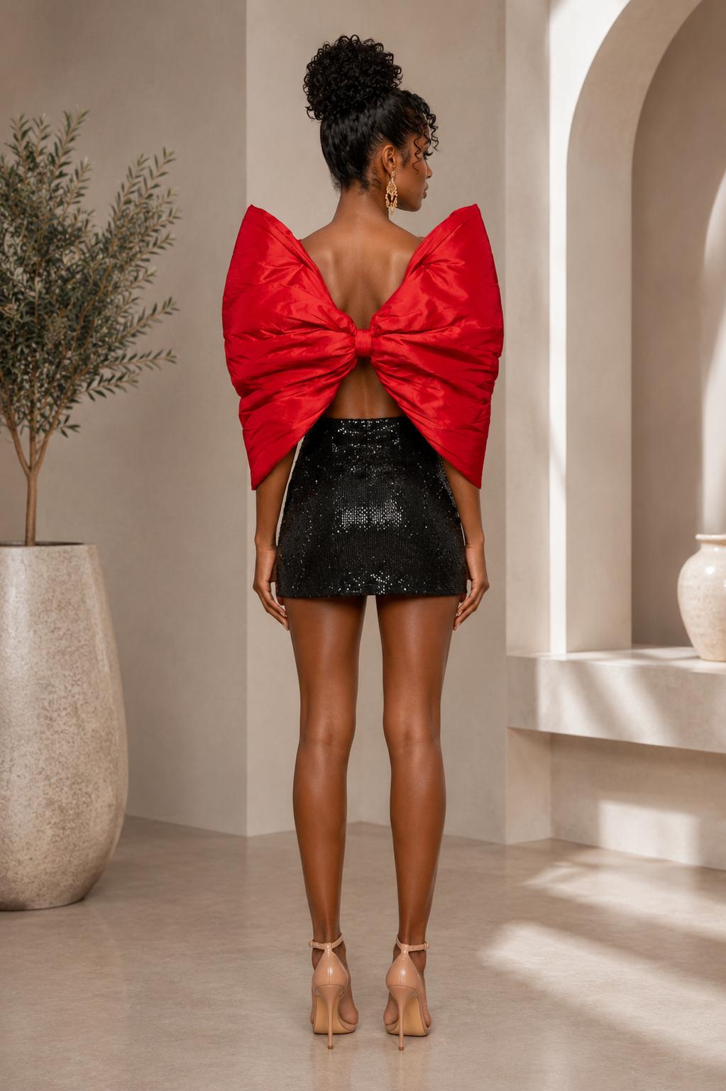 Ruby Royale Statement Bow Top