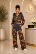 Midnight Bloom Floral Patch Two-Piece Set