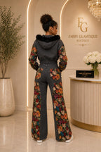 Midnight Bloom Floral Patch Two-Piece Set