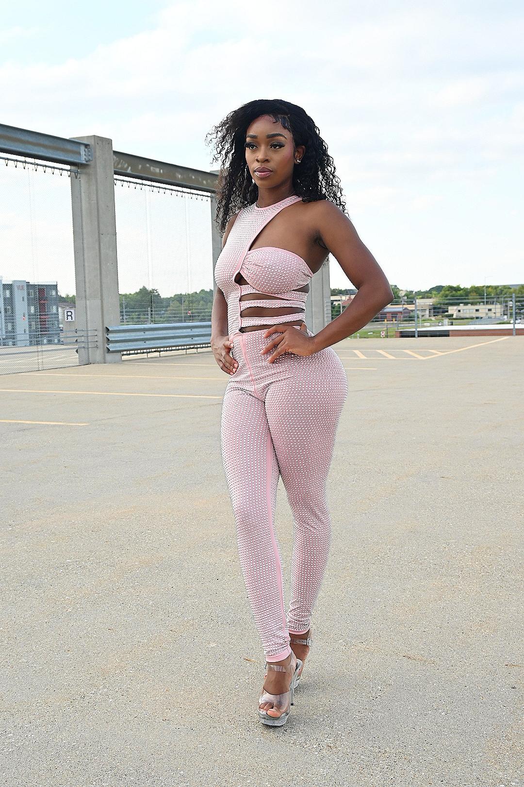 Rhinestone Cut Out Jumpsuit